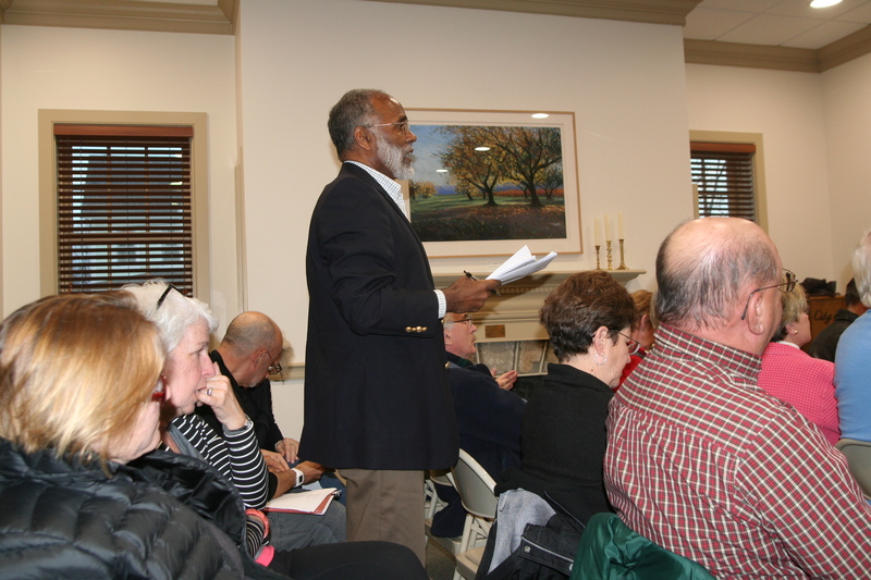 Lewes homeowner Rick Moore tells the Lewes Planning Commission the Lewes Parks and Recreation Commission failed to provide comments about open space in the proposed Highland Heights major subdivision application. The commission postponed setting a public hearing date for it and for Point Harbor/Point Farm until an appropriate venue is found. BY HENRY J. EVANS JR.